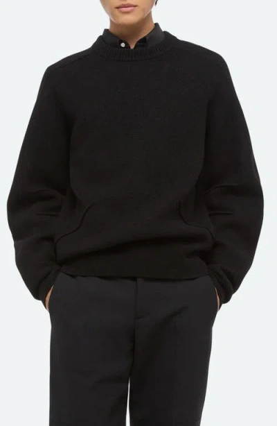 Helmut Lang Boiled Merino Wool Crewneck Sweater In Black