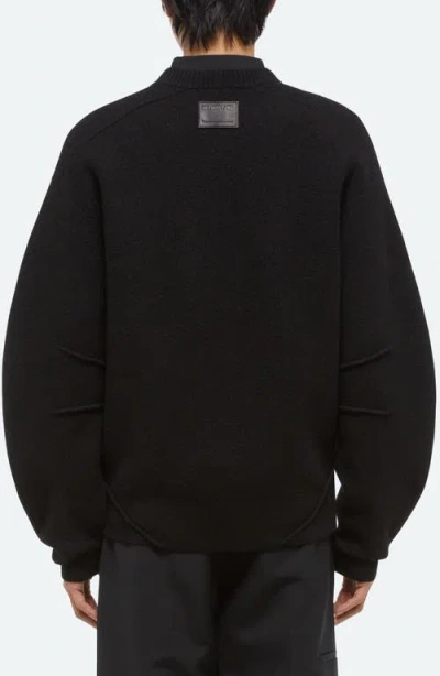 Helmut Lang Boiled Merino Wool Crewneck Sweater In Black