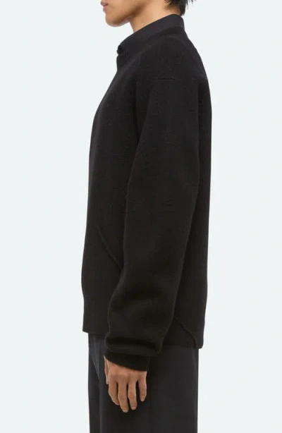 Helmut Lang Boiled Merino Wool Crewneck Sweater In Black