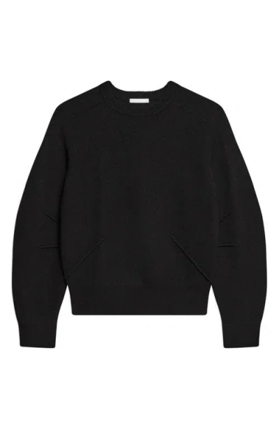 Helmut Lang Boiled Merino Wool Crewneck Sweater In Black