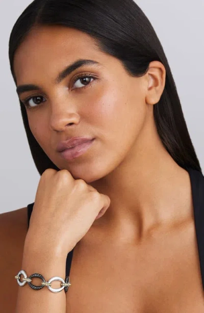 Lagos Two-tone Black Ceramic Link Bracelet In Metallic