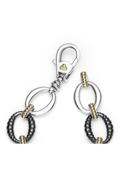 Lagos Two-tone Black Ceramic Link Bracelet In Metallic