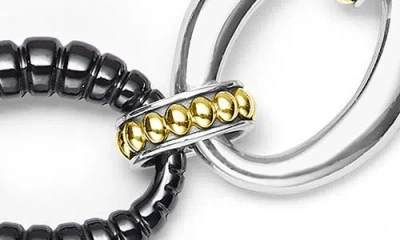 Lagos Two-tone Black Ceramic Link Bracelet In Metallic