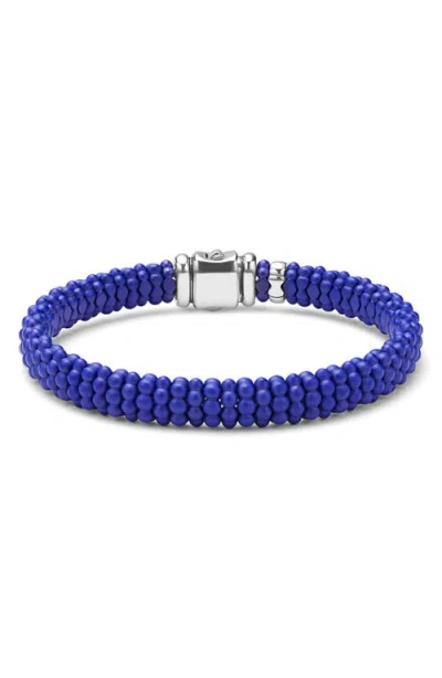 Lagos Sterling Silver Blue Caviar Blue Ceramic Beaded Bracelet In Blue