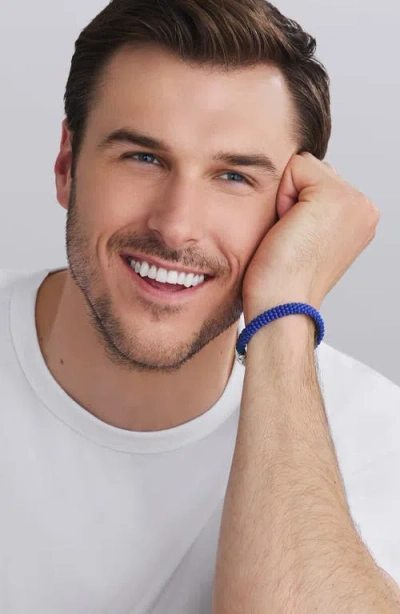 Lagos Sterling Silver Blue Caviar Blue Ceramic Beaded Bracelet In Blue