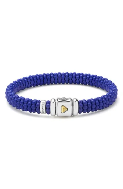 Lagos Sterling Silver Blue Caviar Blue Ceramic Beaded Bracelet In Blue