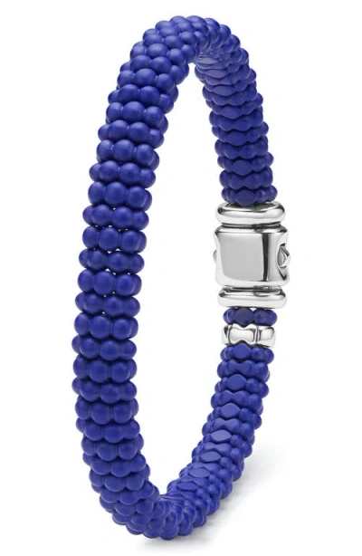 Lagos Sterling Silver Blue Caviar Blue Ceramic Beaded Bracelet In Blue