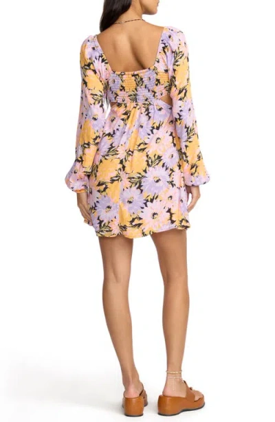 Billabong Last Call Cutout Long Sleeve Minidress In Multi