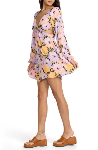 Billabong Last Call Cutout Long Sleeve Minidress In Multi
