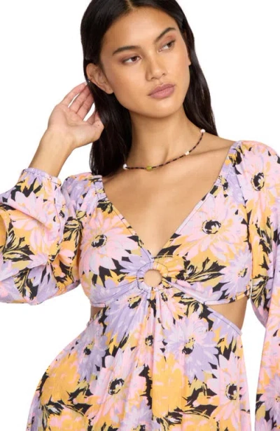 Billabong Last Call Cutout Long Sleeve Minidress In Multi