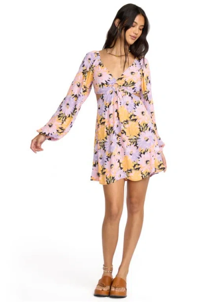 Billabong Last Call Cutout Long Sleeve Minidress In Multi