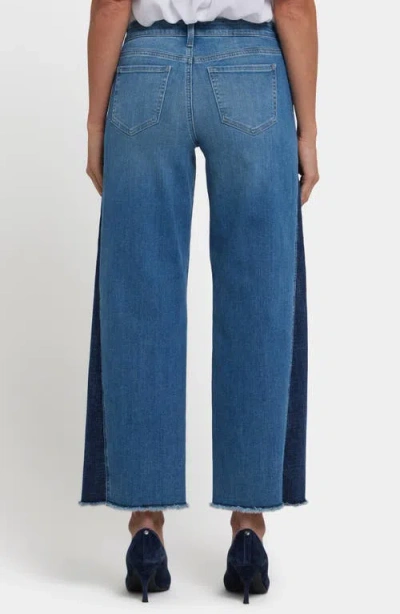 Nydj Teresa High Rise Contrast Panel Wide Leg Jeans In Avenue Blue In Blue