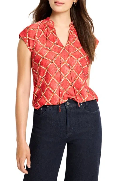 Nic + Zoe Nic+zoe Squiggle Check Cap Sleeve Top In Multi