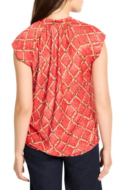 Nic + Zoe Nic+zoe Squiggle Check Cap Sleeve Top In Multi