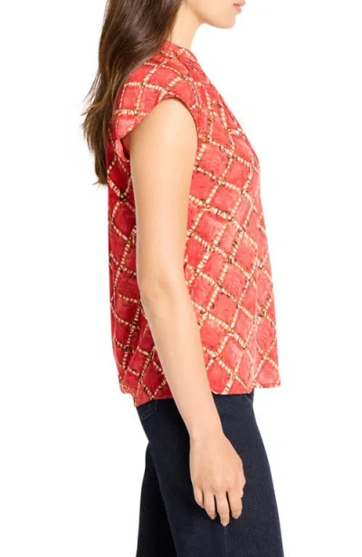 Nic + Zoe Nic+zoe Squiggle Check Cap Sleeve Top In Multi