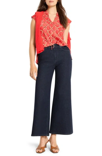 Nic + Zoe Nic+zoe Squiggle Check Cap Sleeve Top In Multi