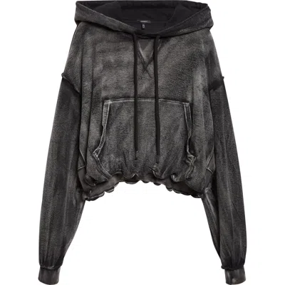 R13 Balloon Bubble Hem Cotton Hoodie In Black