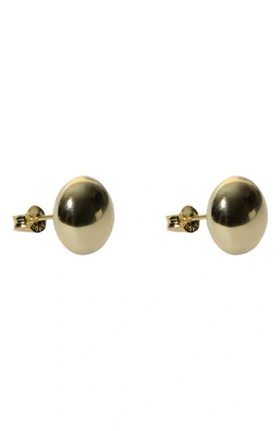 Argento Vivo Sterling Silver Flat Ball Stud Earrings In Gold