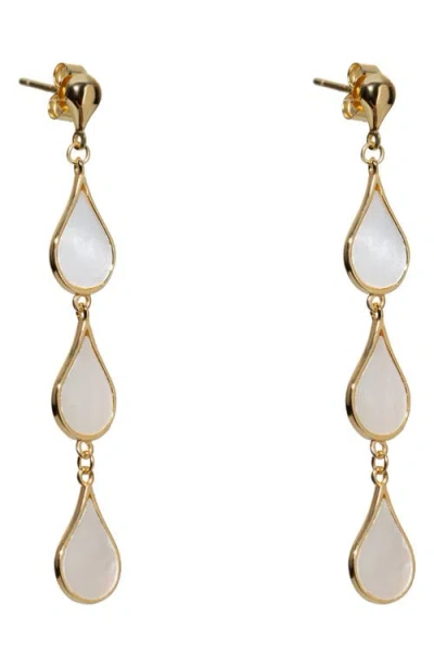 Argento Vivo Sterling Silver Triple Mother-of-pearl Teardrop Earrings In Gold