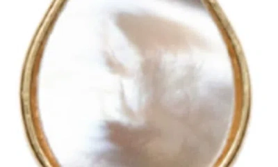 Argento Vivo Sterling Silver Elongated Mother-of-pearl Teardrop Pendant Necklace In Gold