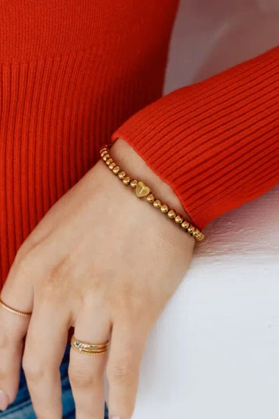Mint & Lily Gold Beaded With Heart Initial Bracelet In Gold