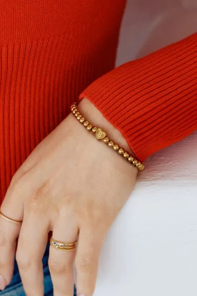 Mint & Lily Gold Beaded With Heart Initial Bracelet In Gold