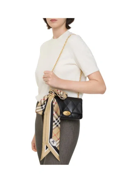 Burberry Womens Sand Check-print Silk Scarf In Brown