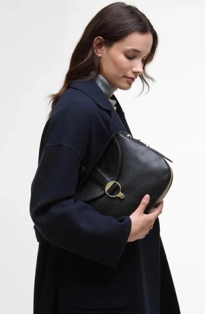 Barbour Alder Leather Sling Bag In Black