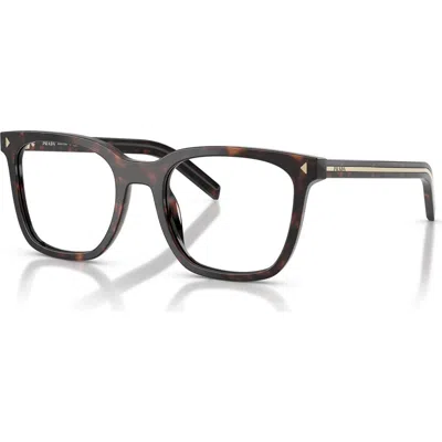 Prada 53mm Rectangle Optical Glasses In Brown