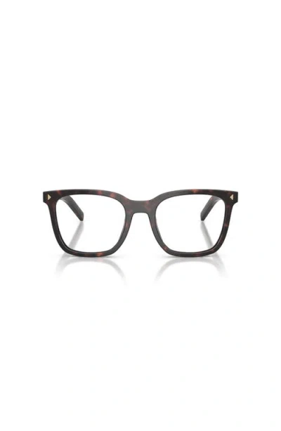 Prada 53mm Rectangle Optical Glasses In Brown