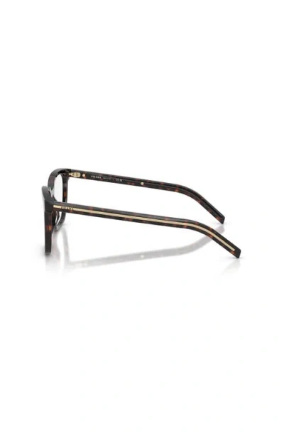 Prada 53mm Rectangle Optical Glasses In Brown
