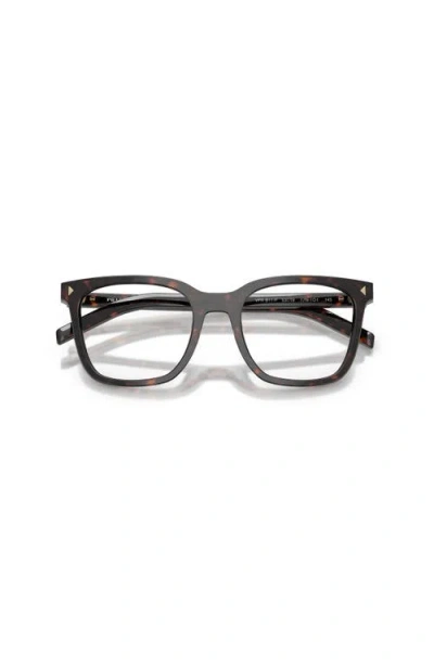 Prada 53mm Rectangle Optical Glasses In Brown
