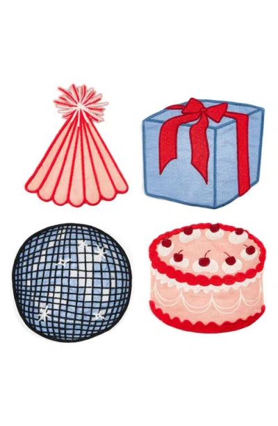 Piecework Puzzles Birthday Assorted Set Of 4 Linen Napkins In Multi