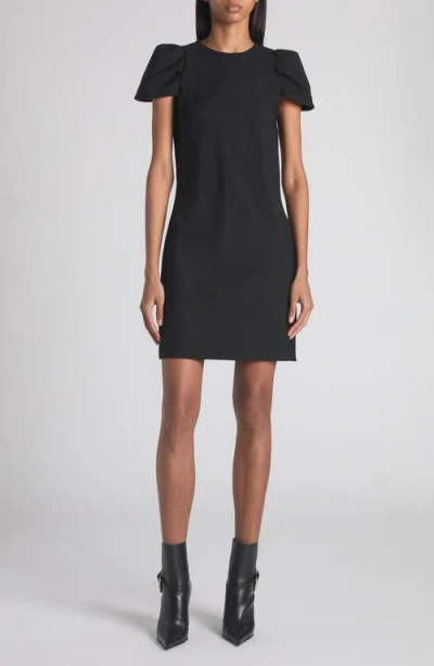 Alexander Mcqueen Mcqueen Puff Cap Sleeve Stretch Wool Minidress In Black