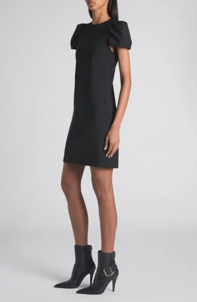 Alexander Mcqueen Mcqueen Puff Cap Sleeve Stretch Wool Minidress In Black