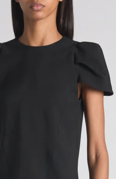 Alexander Mcqueen Mcqueen Puff Cap Sleeve Stretch Wool Minidress In Black