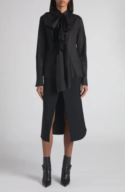 Alexander Mcqueen Mcqueen Kick Back Wool Stretch Gabardine Midi Skirt In Black