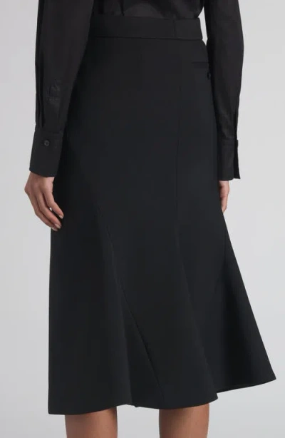 Alexander Mcqueen Mcqueen Kick Back Wool Stretch Gabardine Midi Skirt In Black