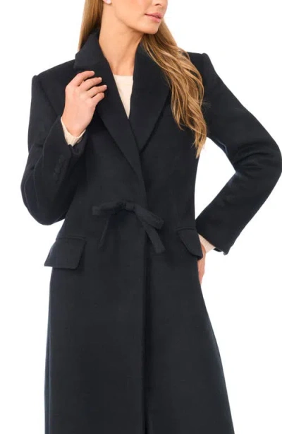 Ted Baker Bow Wool Blend Longline Coat In Black