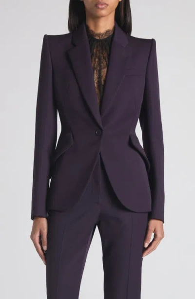 Alexander Mcqueen Grain De Poudre Wool Single-breasted Blazer In Purple