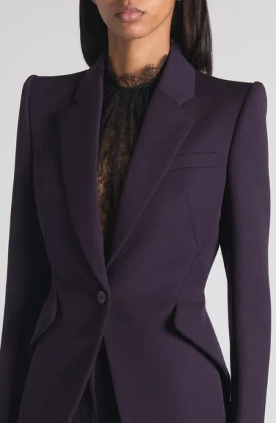Alexander Mcqueen Grain De Poudre Wool Single-breasted Blazer In Purple