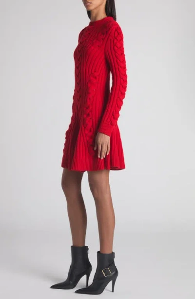 Alexander Mcqueen Ribbed And Cable-knit Wool And Cashmere-blend Mini Dress In Red