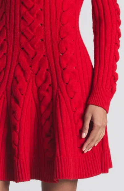 Alexander Mcqueen Ribbed And Cable-knit Wool And Cashmere-blend Mini Dress In Red