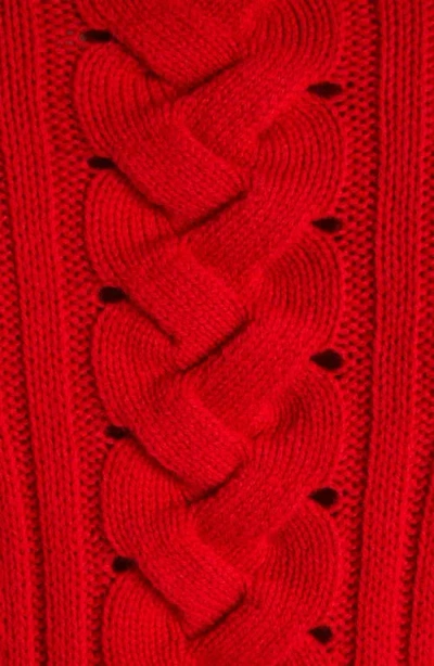 Alexander Mcqueen Ribbed And Cable-knit Wool And Cashmere-blend Mini Dress In Red