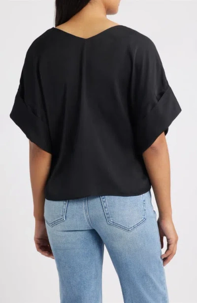 Wit & Wisdom Roll Cuff Dolman Top In Black