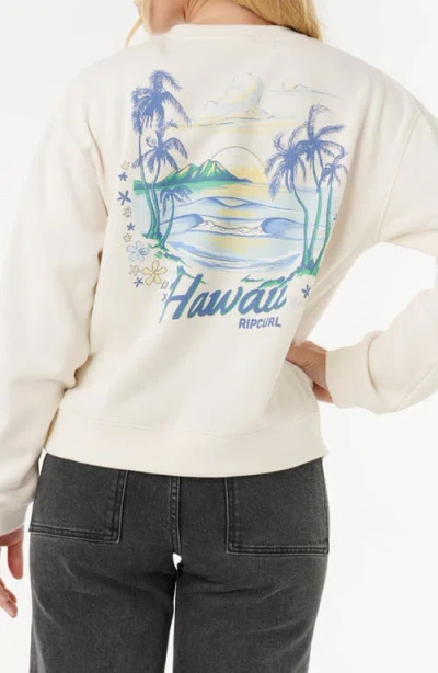 Rip Curl Pacific Cotton Blend Graphic Sweatshirt In White