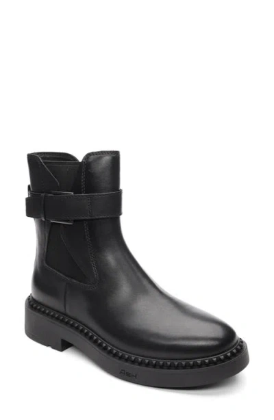 Ash Leather Chelsea Ankle Boots With Block Heel In Black