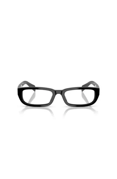 Prada 54mm Rectangle Optical Glasses In Black