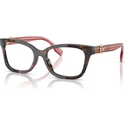 Tory Burch 49mm Square Optical Glasses In Brown