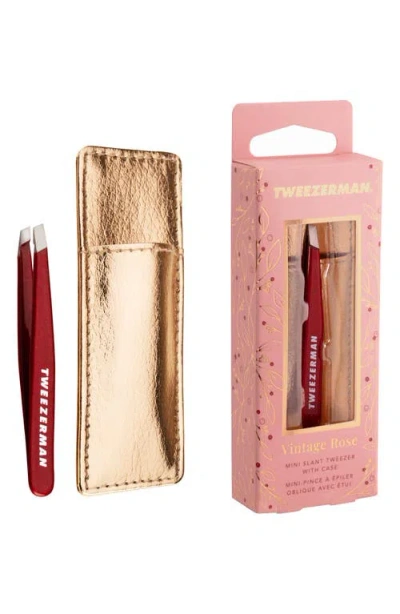 Tweezerman Vintage Rose Mini Slant Tweezer With Case $16.50 Value In Pink
